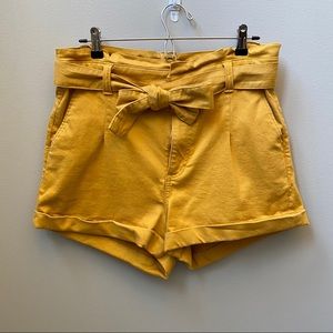 Express | Paper Bag Tie Yellow Shorts
